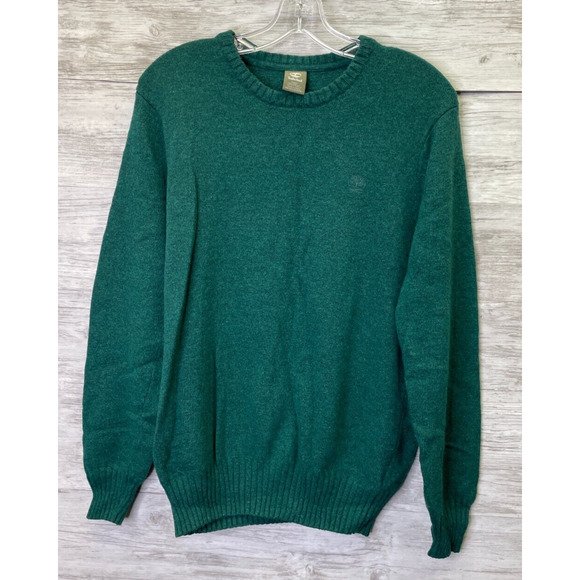 Timberland Sweater Mens M Green Crew Neck Long Sleeve Pullover Wool Blend - Picture 1 of 7